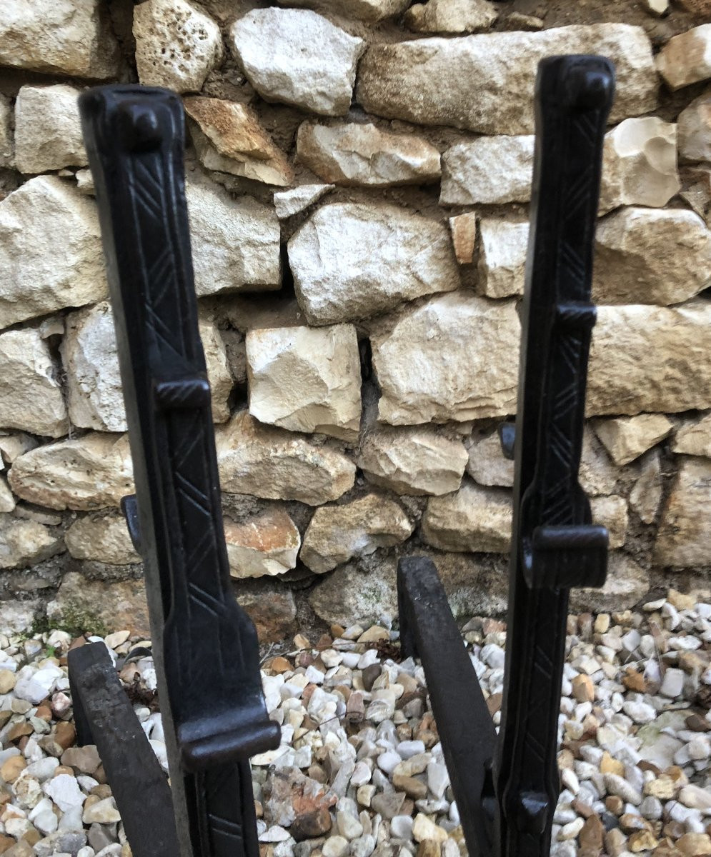 paire de landiers/ chenets en fer forgé XVII° siècle -photo-4