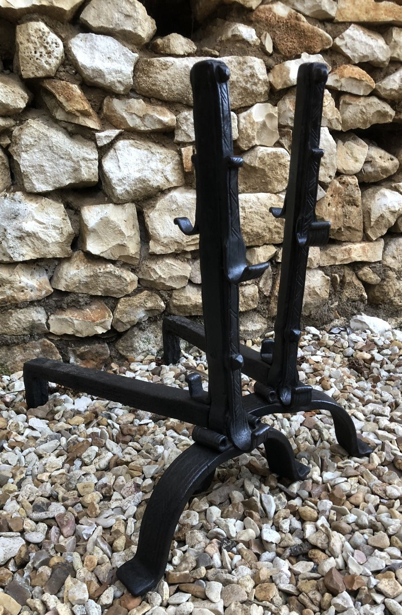 paire de landiers/ chenets en fer forgé XVII° siècle -photo-3