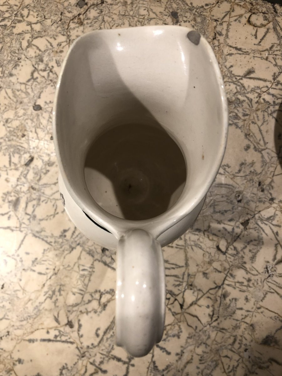 Broc &agrave; l&#039;effigie de Louis XVIII et bassin en fa&iuml;ence de Creil et Montereau  -photo-2