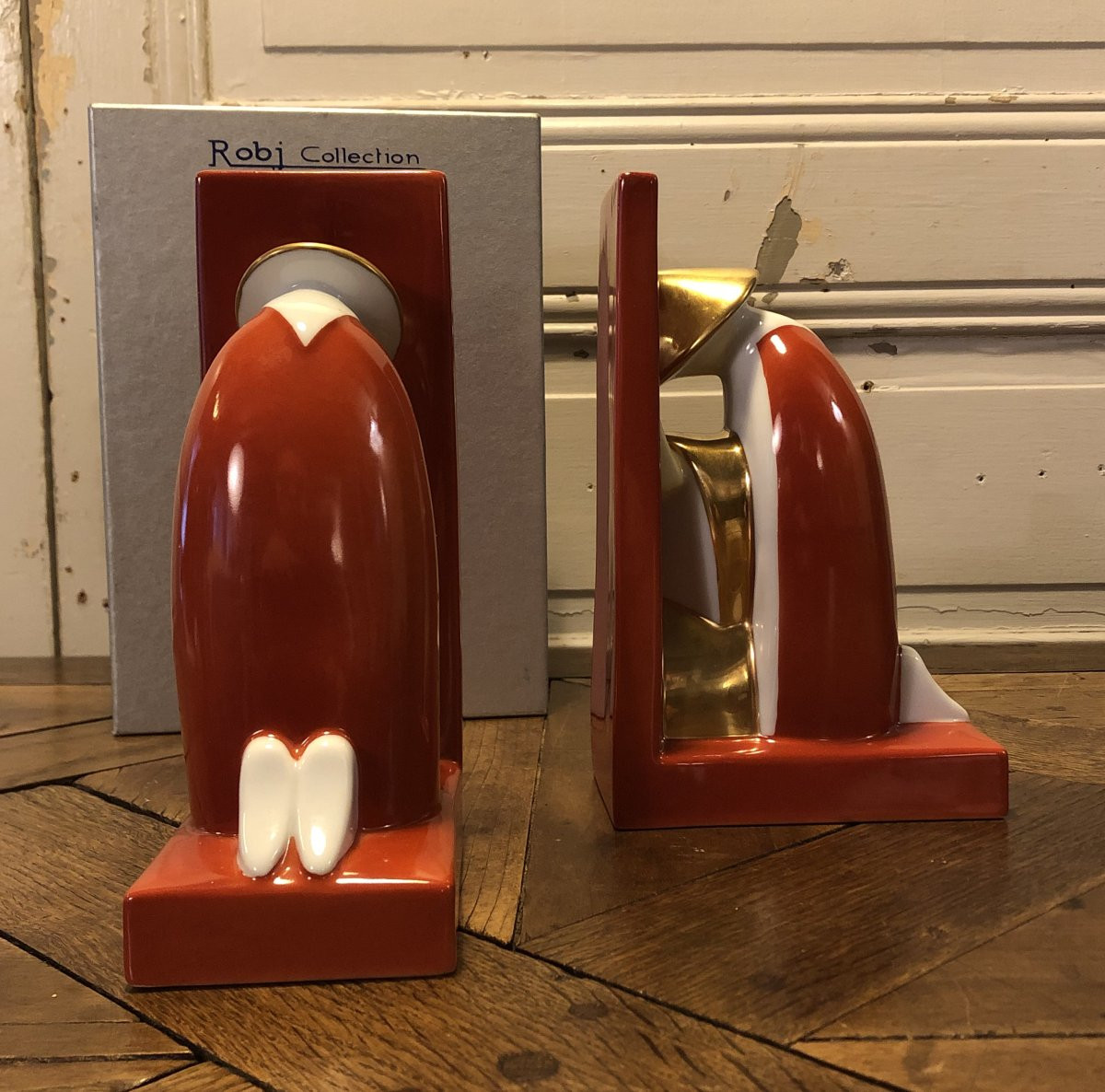 Paire de serres livres aux chinois Robj Art- dèco par Villeroy et Boch -photo-2