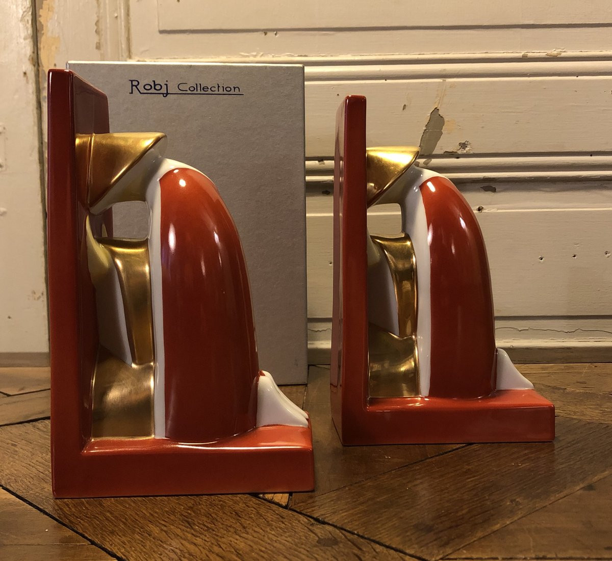 Paire de serres livres aux chinois Robj Art- dèco par Villeroy et Boch -photo-3