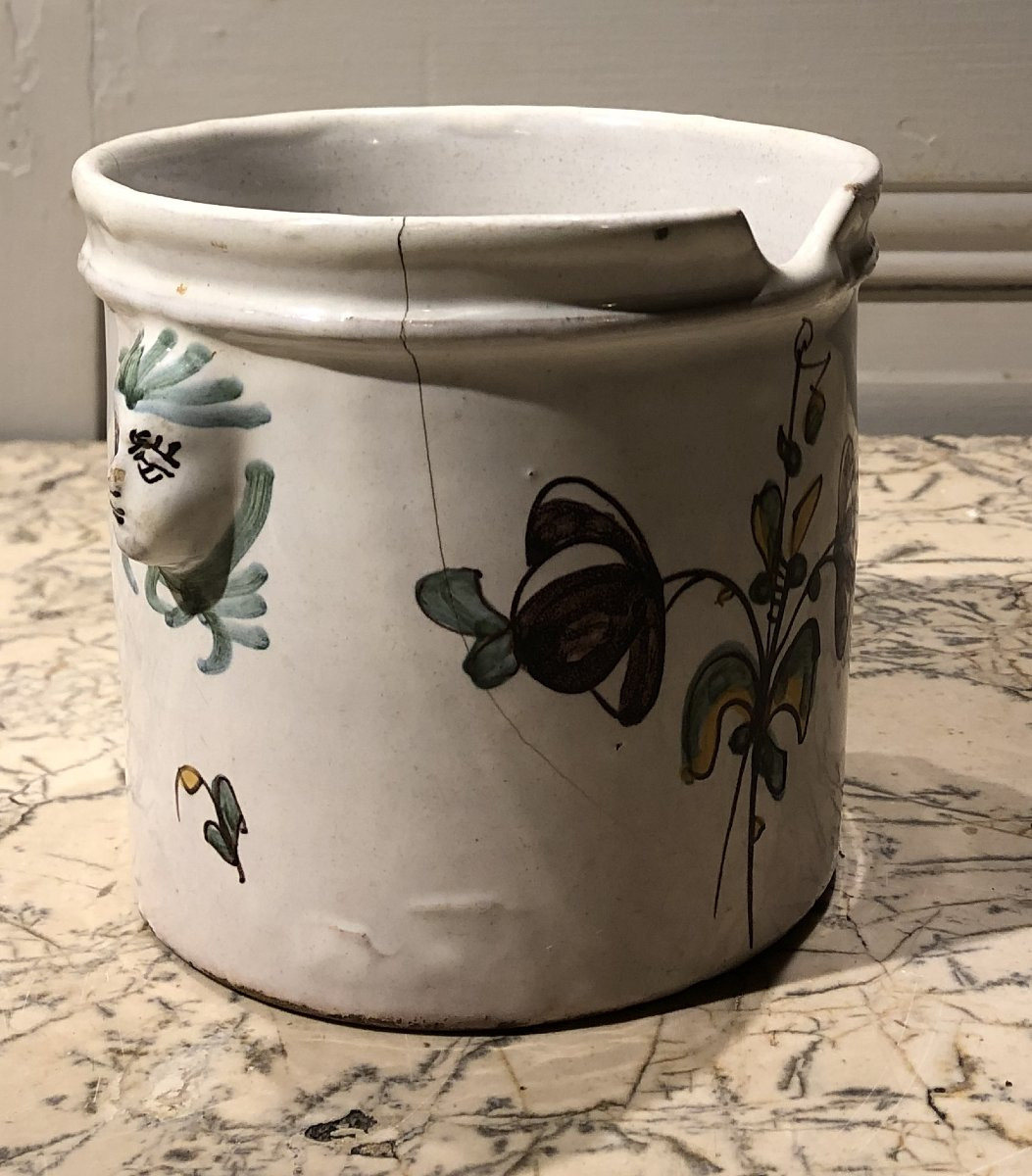 Rafraichissoir à verre en faïence à décor de fleurs XVIII° siècle -photo-3