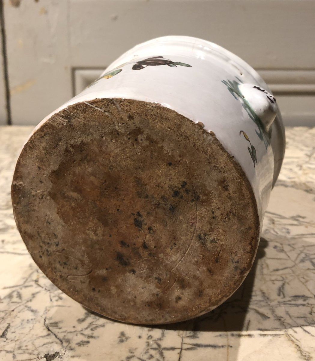 Rafraichissoir à verre en faïence à décor de fleurs XVIII° siècle -photo-3