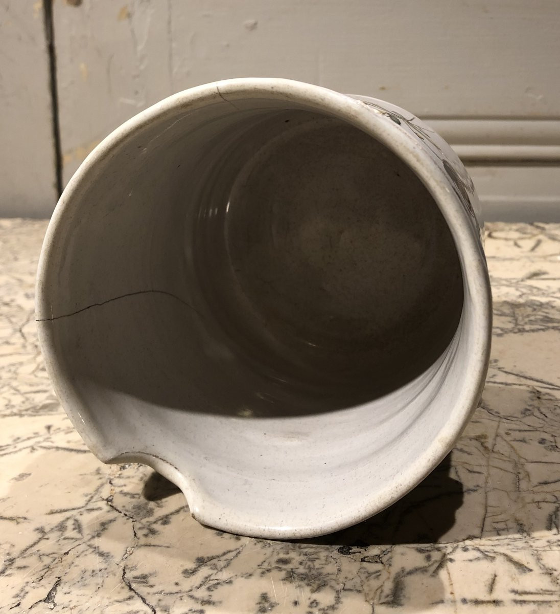 Rafraichissoir à verre en faïence à décor de fleurs XVIII° siècle -photo-4