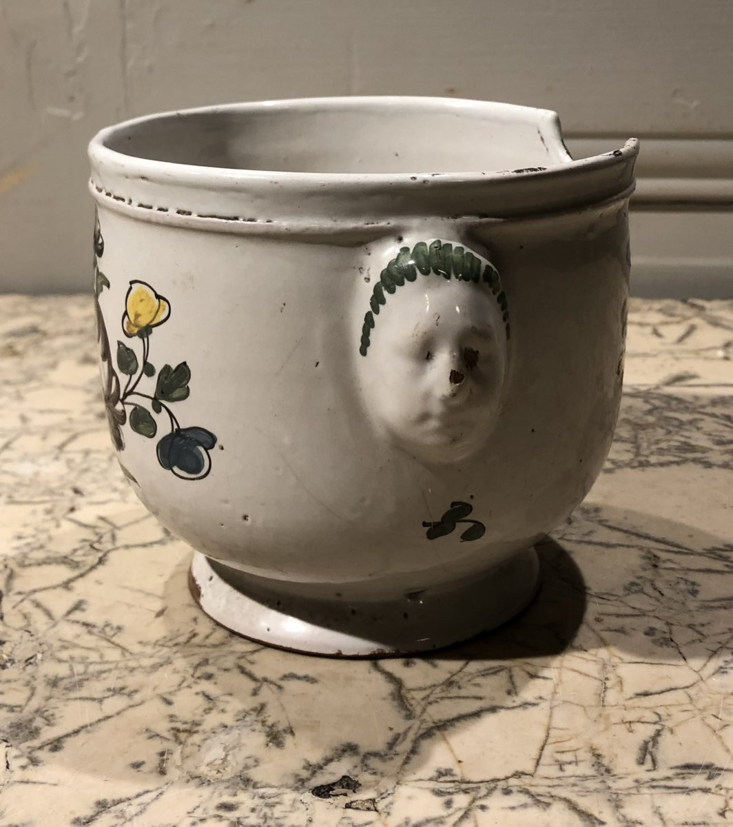 18th-century Earthenware Glass Cooler On A Pedestal Base, Decorated With Flowers. -photo-1