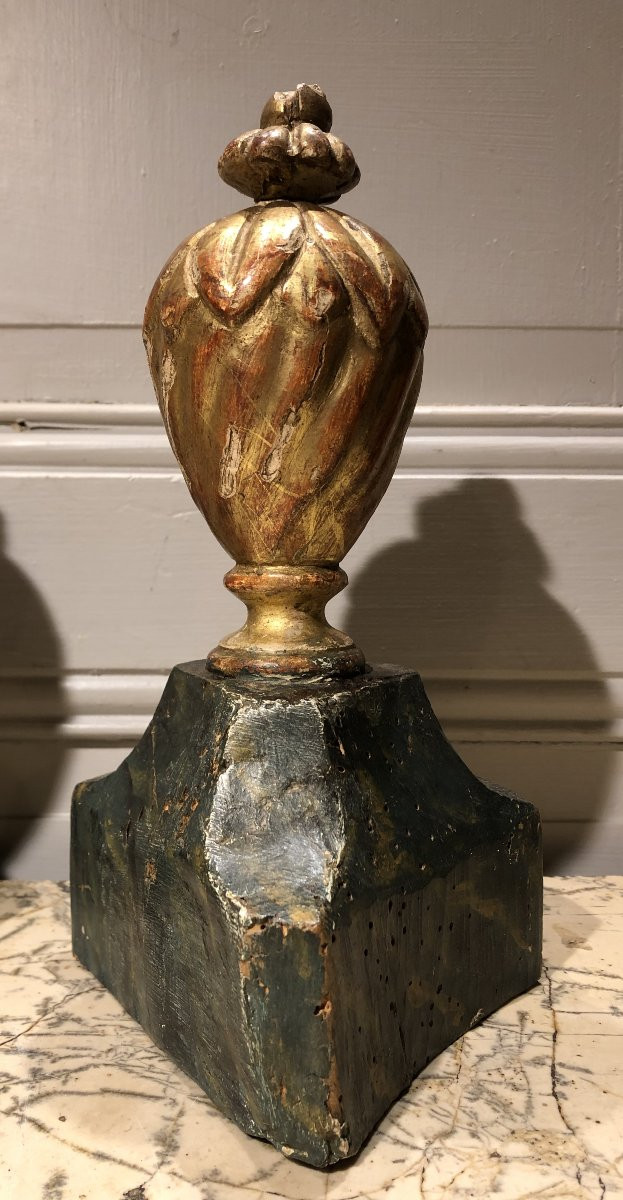 Pair Of Louis XVI Gilded Wood Pots, 18th Century -photo-2