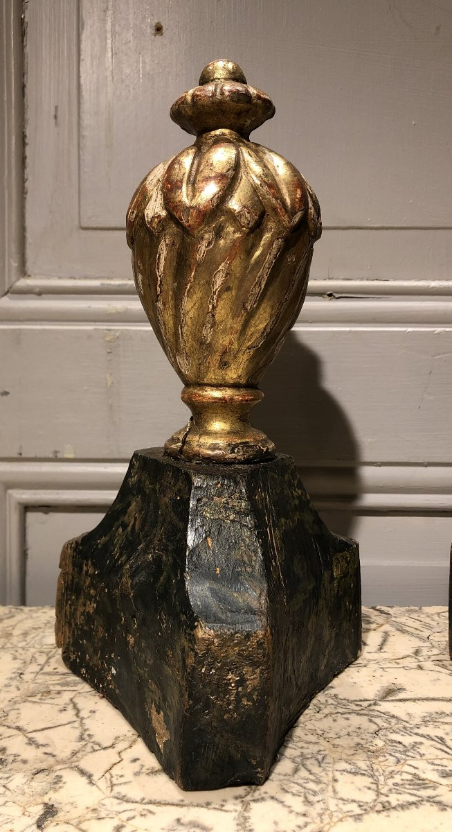 Pair Of Louis XVI Gilded Wood Pots, 18th Century -photo-3