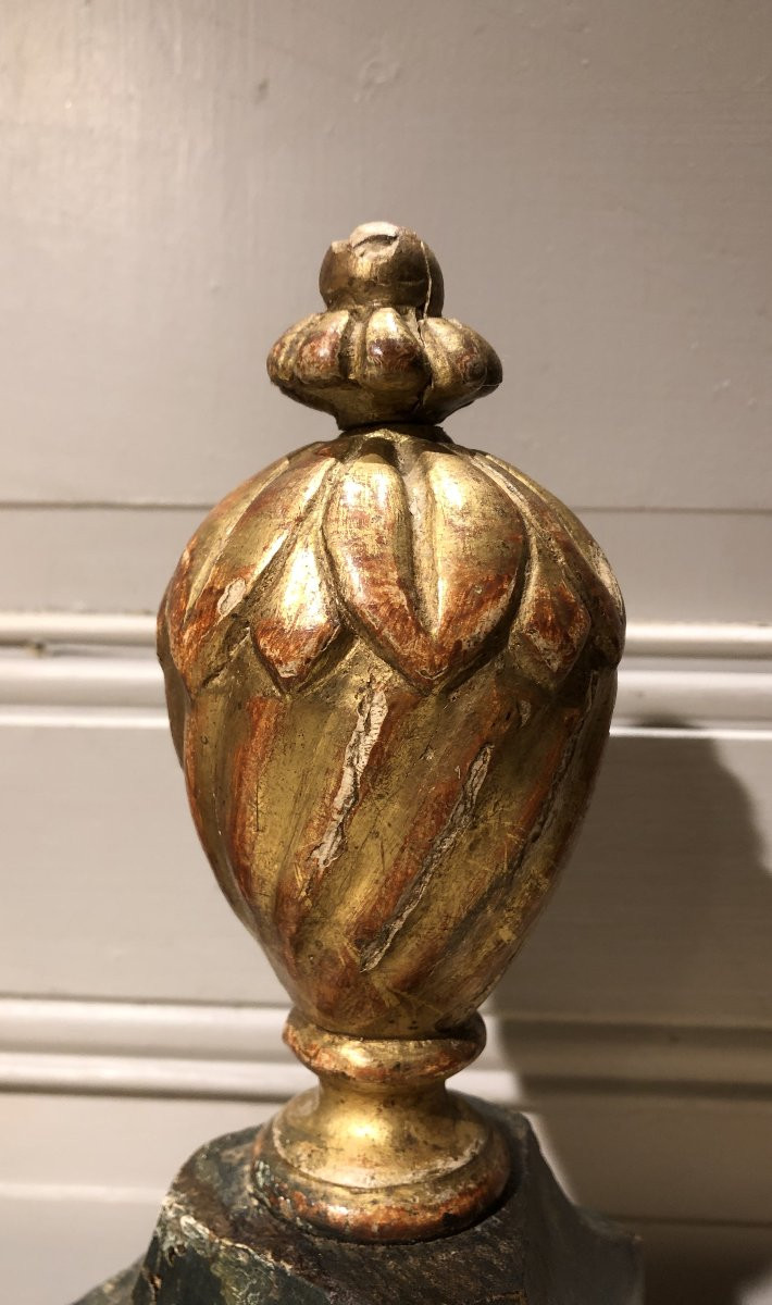 Pair Of Louis XVI Gilded Wood Pots, 18th Century -photo-2