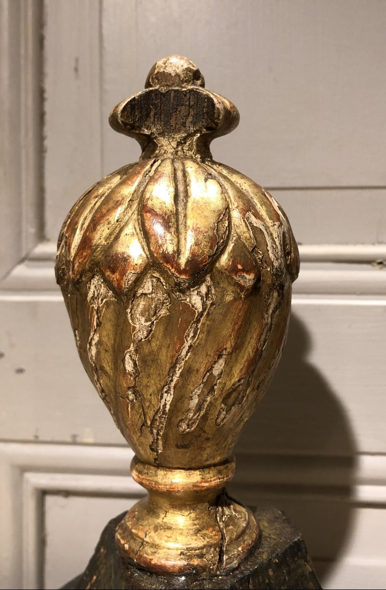 Pair Of Louis XVI Gilded Wood Pots, 18th Century -photo-3