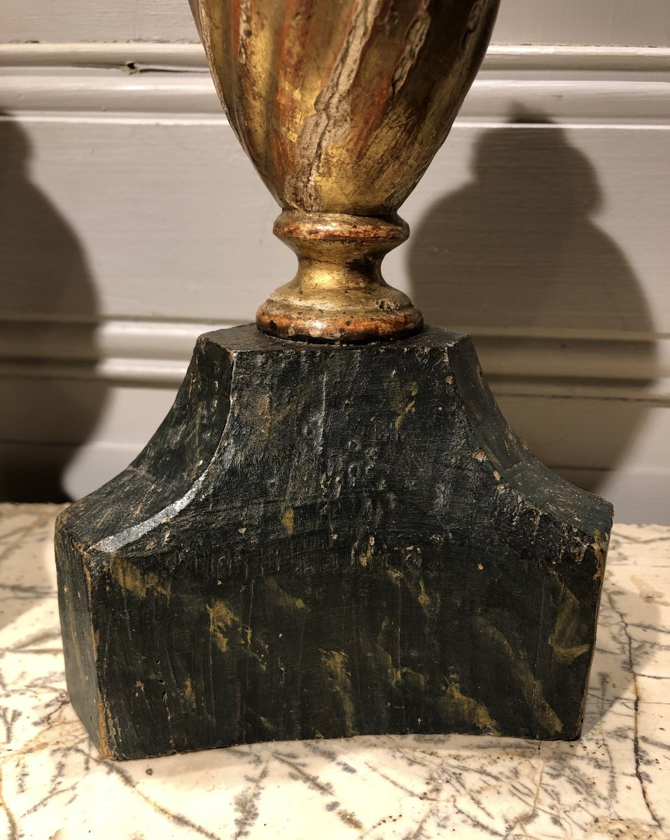 Pair Of Louis XVI Gilded Wood Pots, 18th Century -photo-4