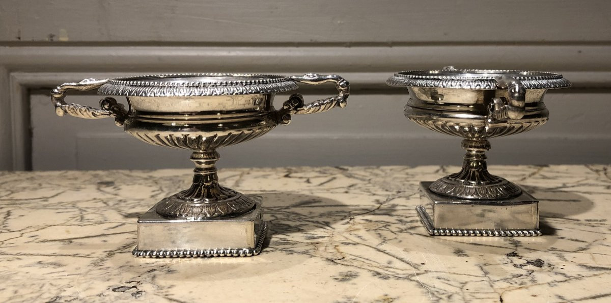 Pair Of Chambord Vases With Swans In Silver, Revolutionary Period, 18th Century -photo-2
