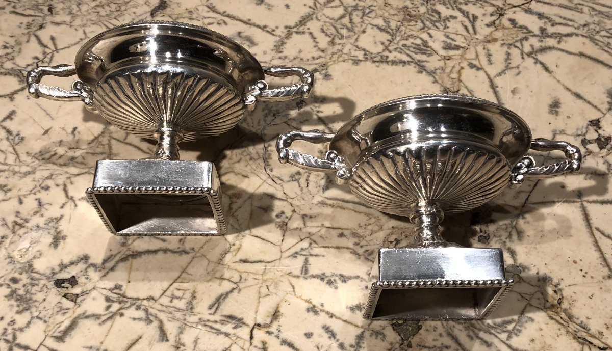 Pair Of Chambord Vases With Swans In Silver, Revolutionary Period, 18th Century -photo-3