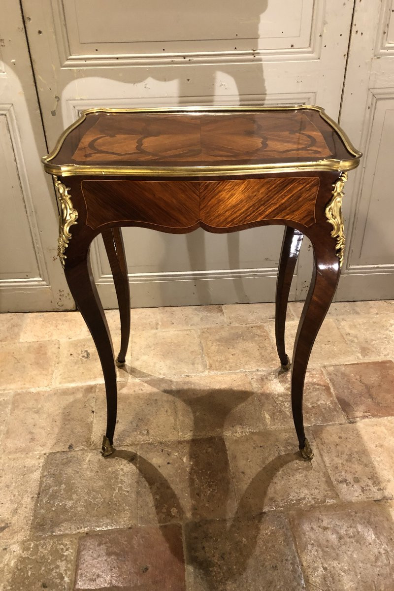 Louis XV Style Writing Table In Rosewood And Amaranth Marquetry, 18th Century-photo-1