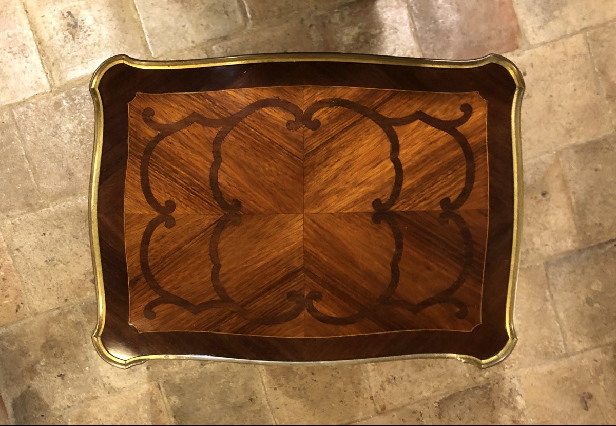 Louis XV Style Writing Table In Rosewood And Amaranth Marquetry, 18th Century-photo-4