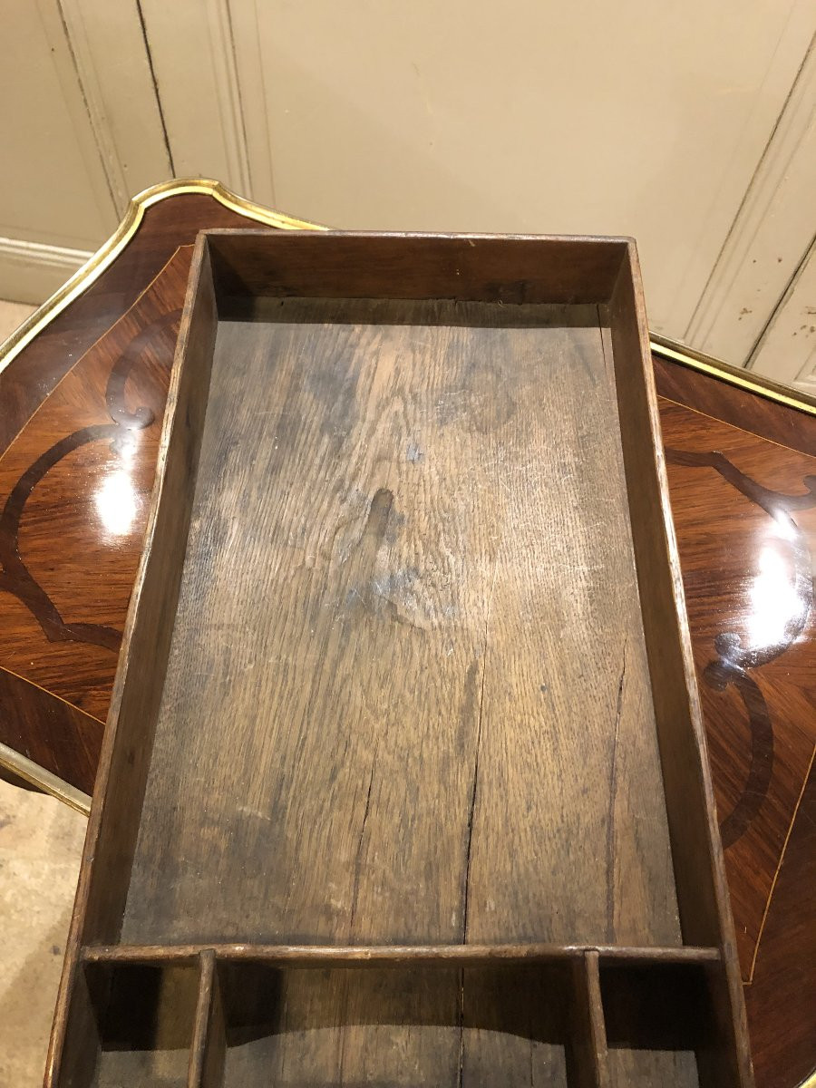 Louis XV Style Writing Table In Rosewood And Amaranth Marquetry, 18th Century-photo-6