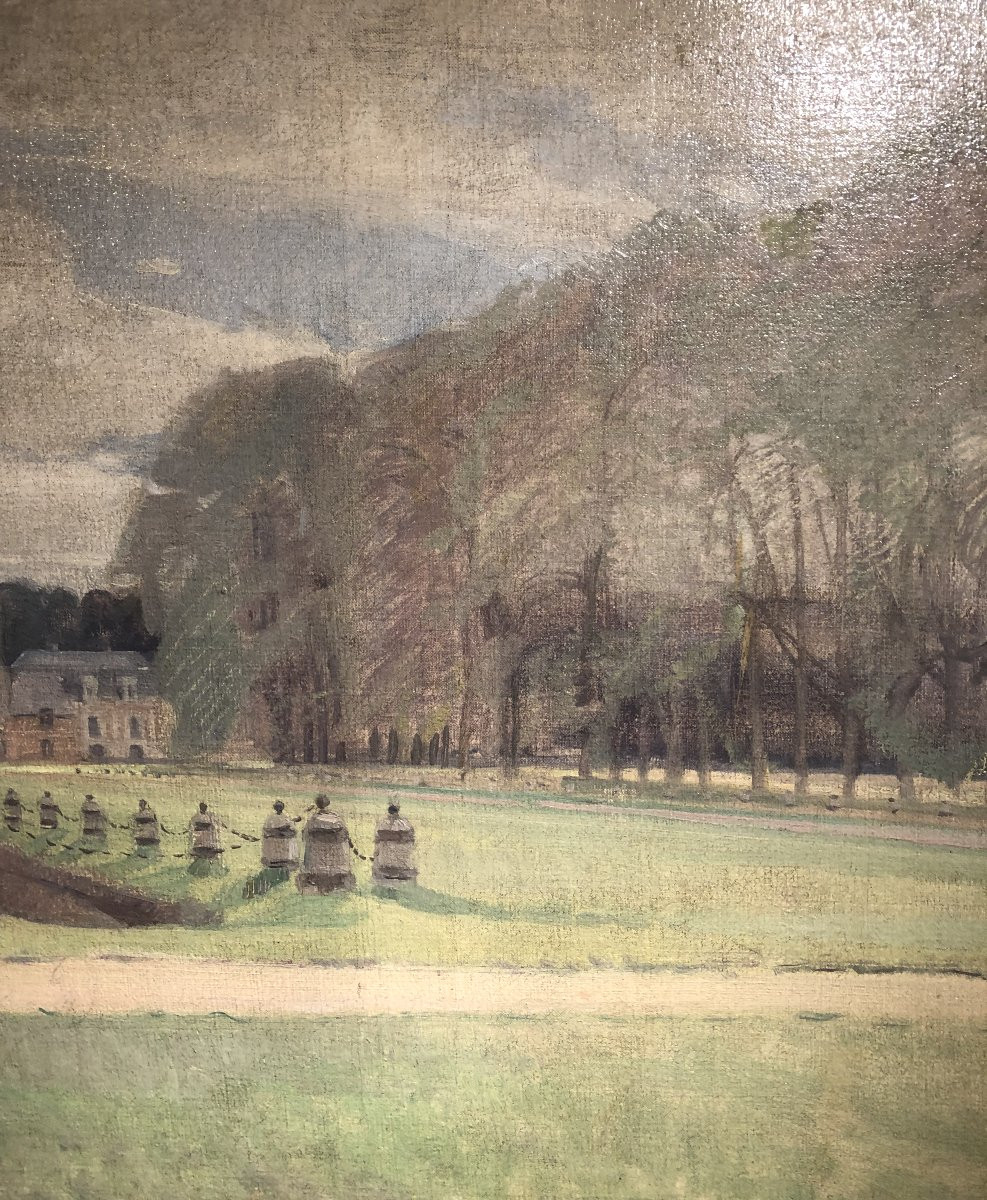 H/T "Château de Courances" signée A Karbowsky fin XIX° siècle -photo-3