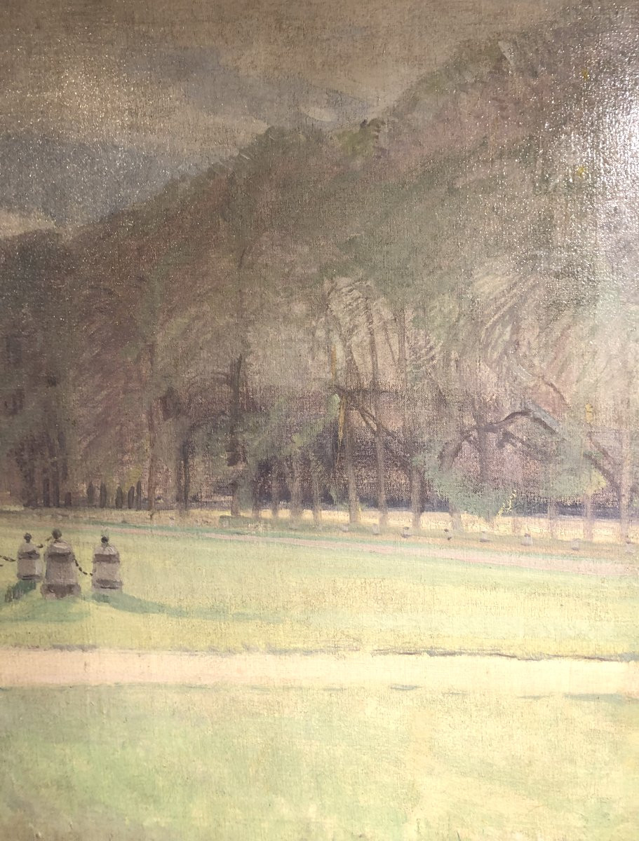 H/T "Château de Courances" signée A Karbowsky fin XIX° siècle -photo-1