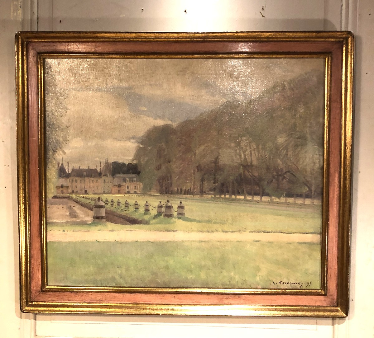 H/T "Château de Courances" signée A Karbowsky fin XIX° siècle 