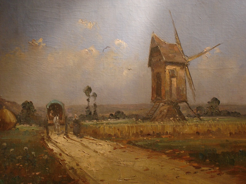 Oil On Canvas "wind Mill" Albert Hirtz-photo-2