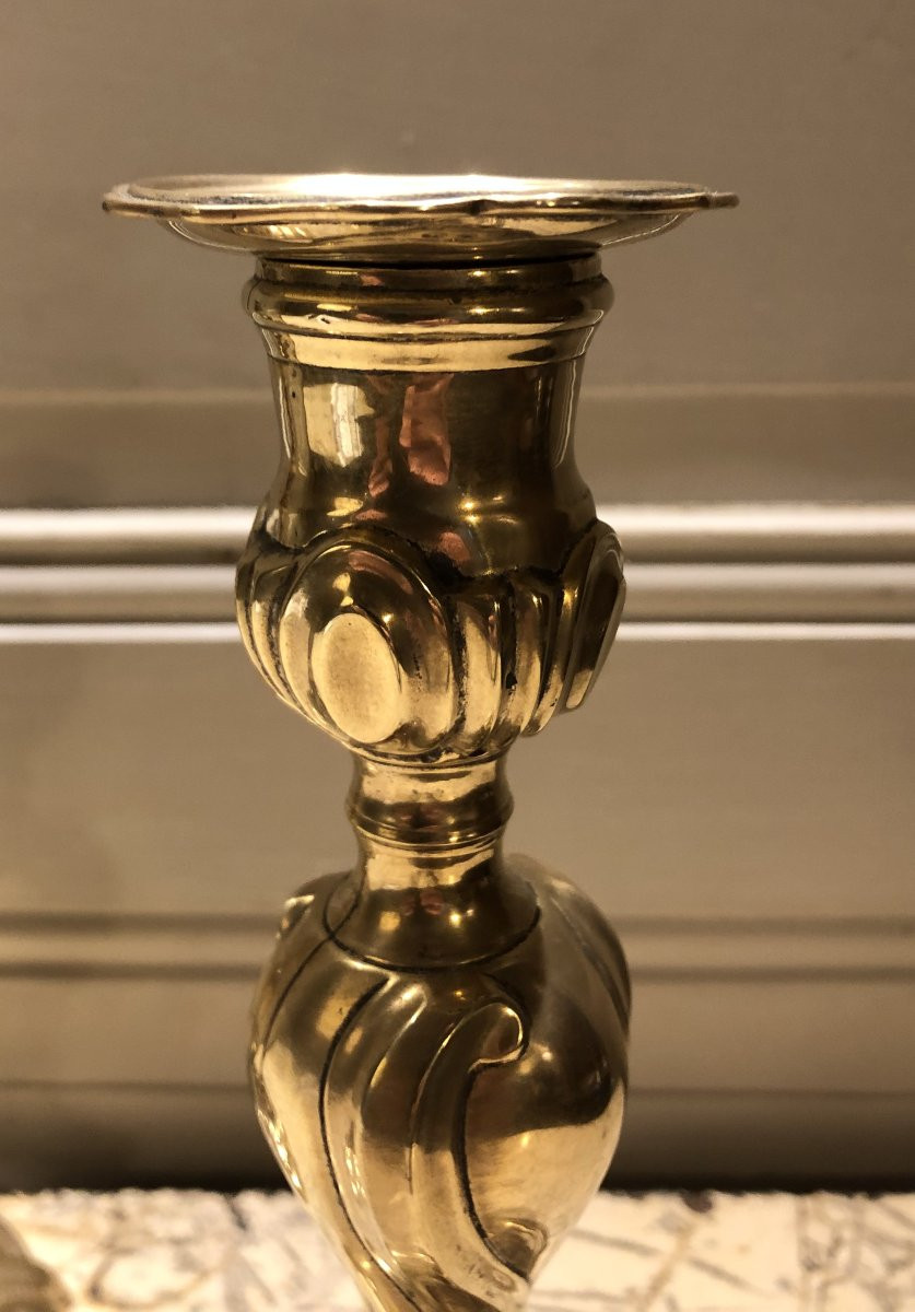 Pair Of Louis XV Bronze Candlesticks, 18th Century -photo-3