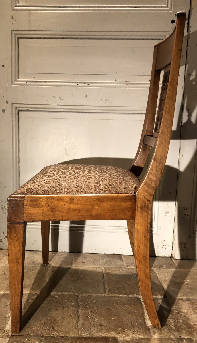 Suite Of 6 Empire Chairs With Etruscan Vase In Walnut 19th Century -photo-2