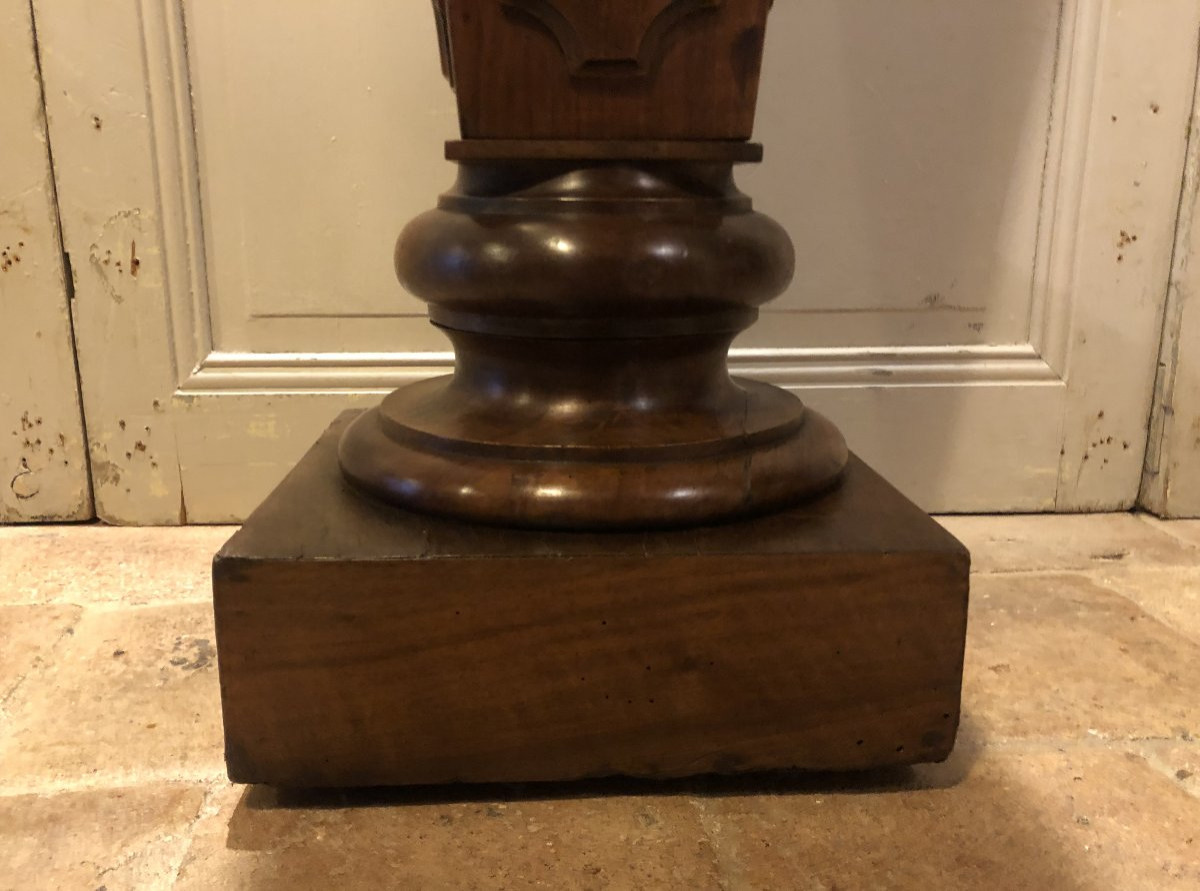 Louis XIV Style Side Table In Walnut And Marble, 19th Century -photo-4