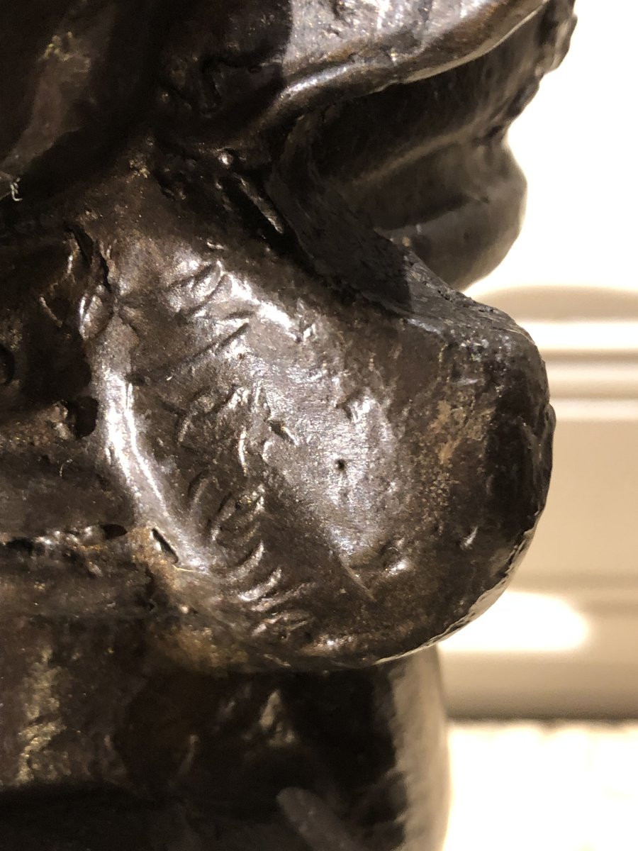 Maternité Art-déco en bronze patiné signée Merente vers 1920-photo-4