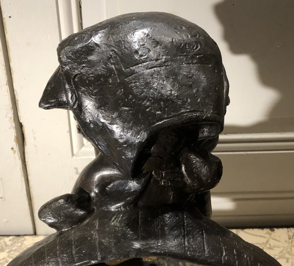 Maternité Art-déco en bronze patiné signée Merente vers 1920-photo-5