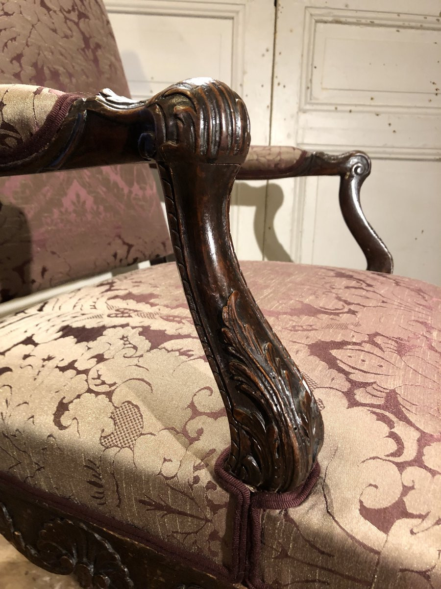 Fauteuil Régence à dossier à la reine en hêtre ciré XVIII° siècle  -photo-4