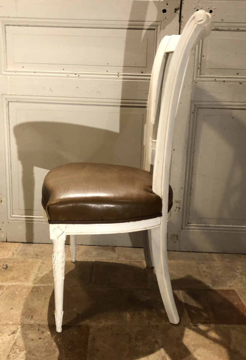Suite de 4 chaises &agrave; l'&eacute;trusque &agrave; la lyre &eacute;poque Directoire -photo-4
