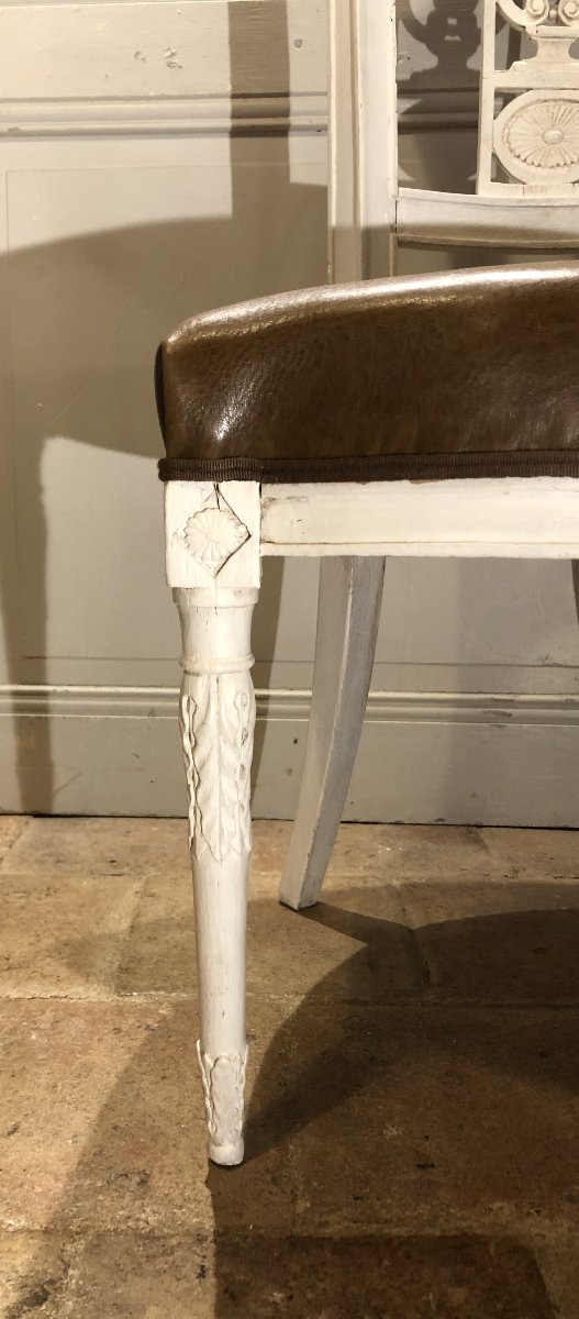 Suite de 4 chaises &agrave; l'&eacute;trusque &agrave; la lyre &eacute;poque Directoire -photo-4