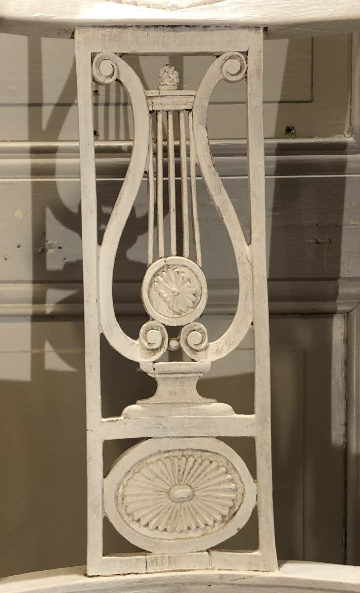 Suite de 4 chaises &agrave; l'&eacute;trusque &agrave; la lyre &eacute;poque Directoire -photo-6