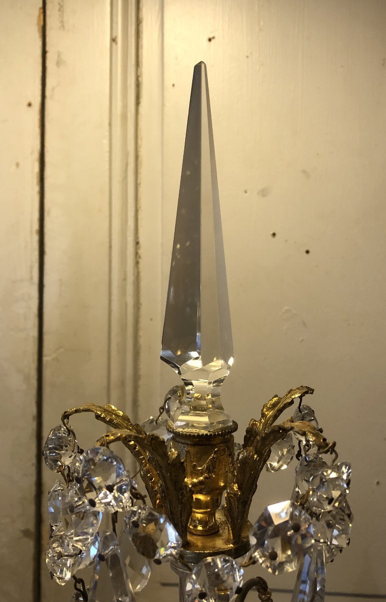 Paire De Girandoles Style Louis XVI En Bronze Doré XIX° Siècle-photo-6