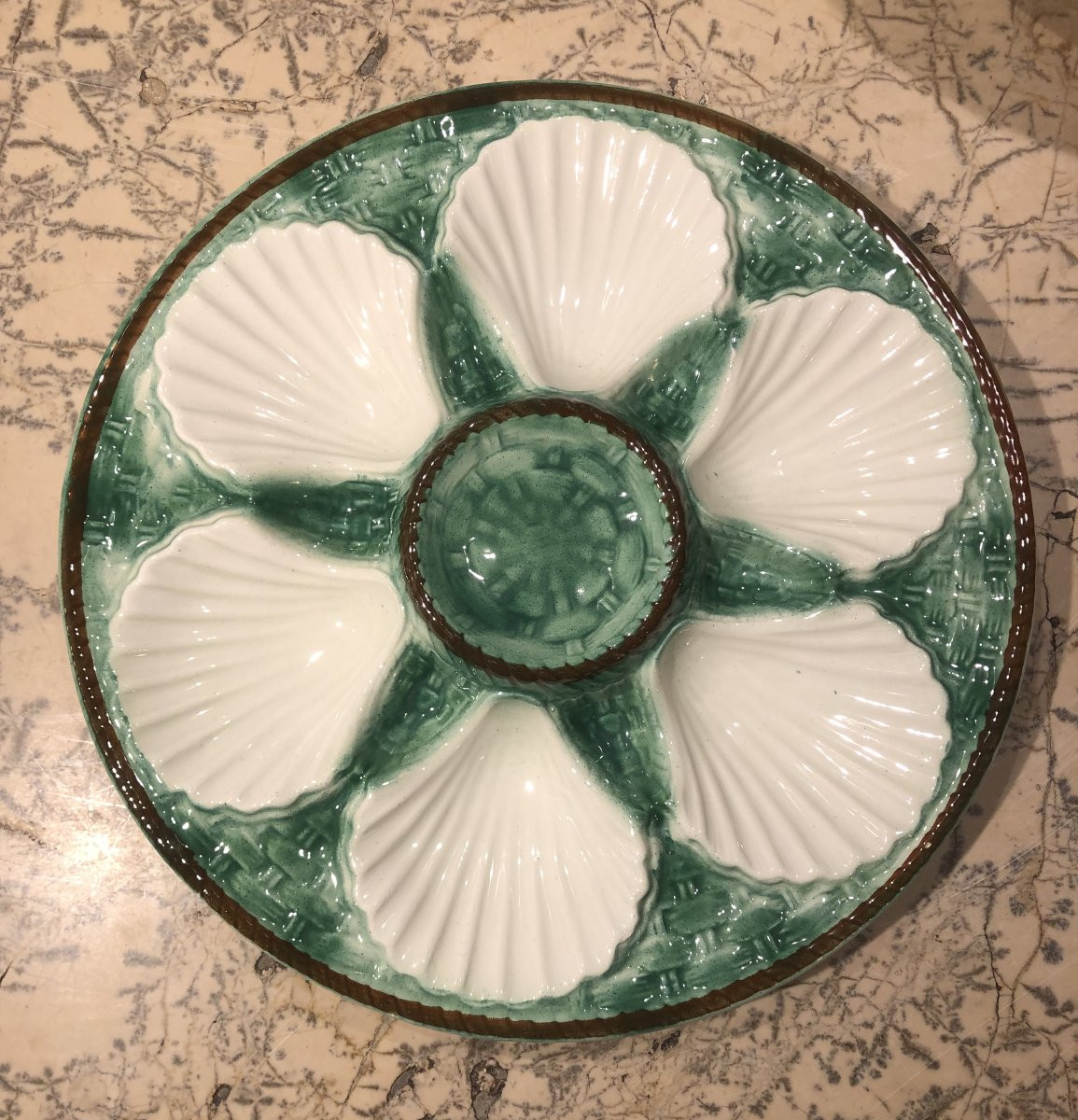 service à huitres crustacés en barbotine Longchamp-photo-2