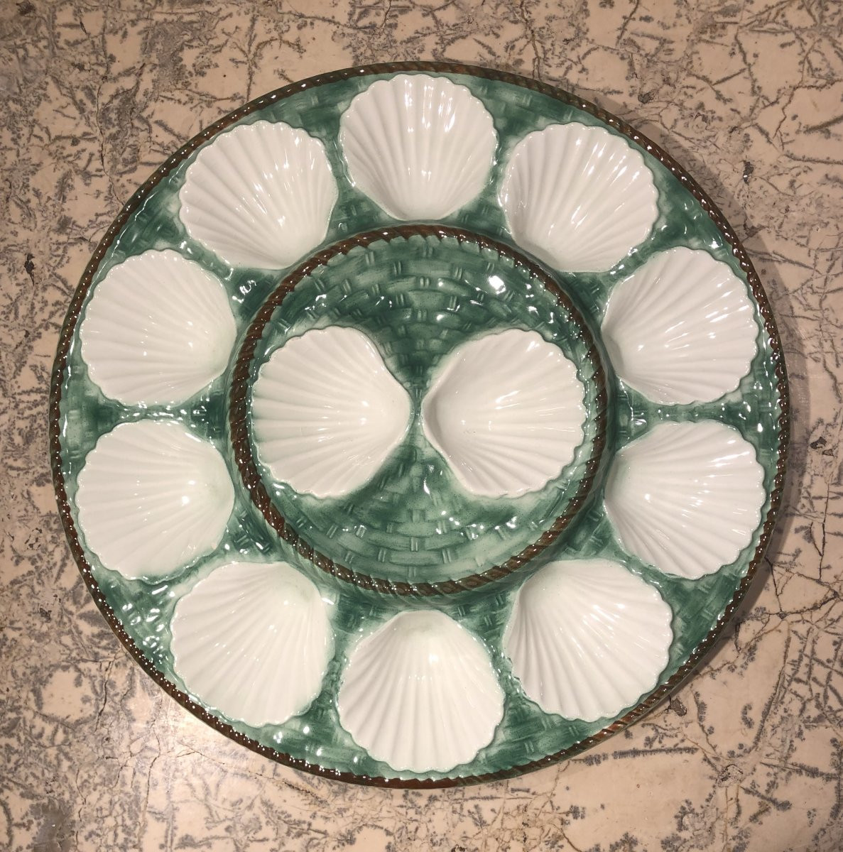 service à huitres crustacés en barbotine Longchamp-photo-4