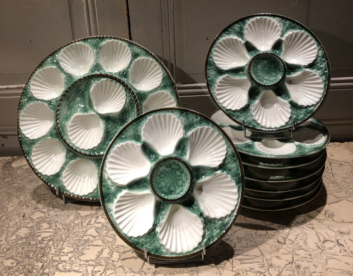 service à huitres crustacés en barbotine Longchamp