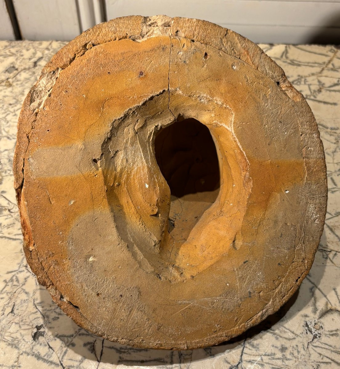 Médaillon profil d'Apollon en terre cuite -photo-3