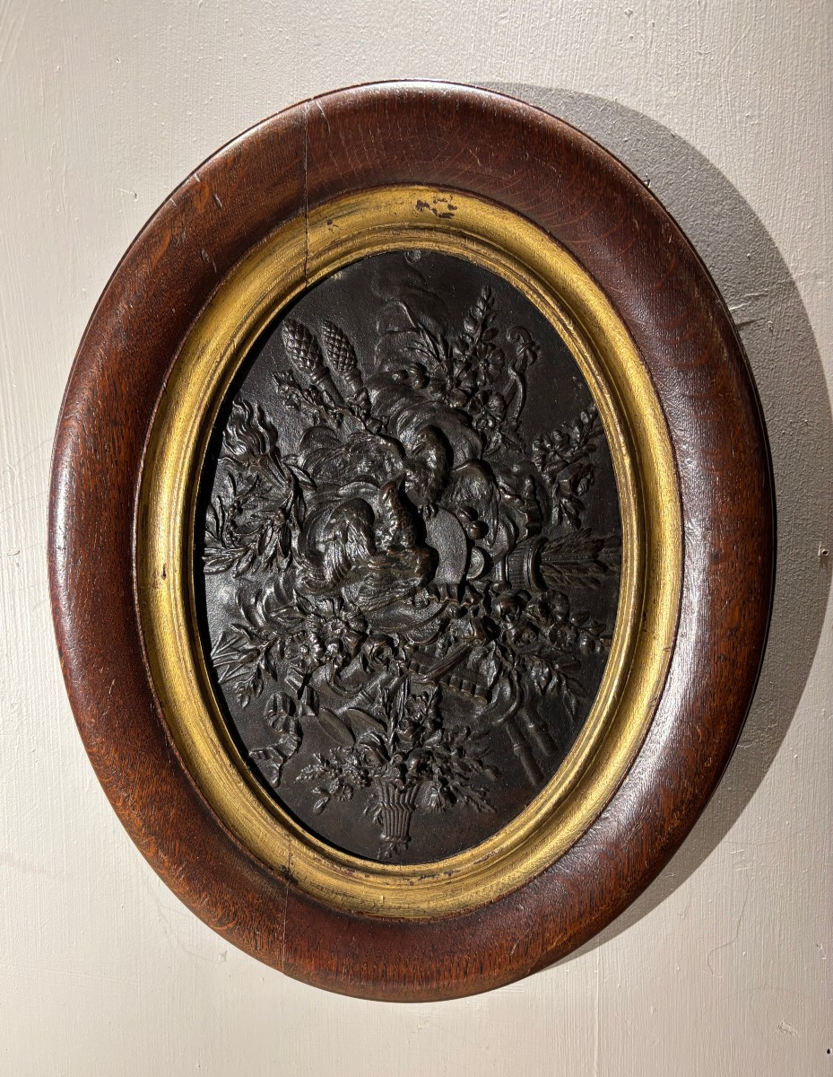 Médaillon "aux colombes" en bronze XIX° siècle  