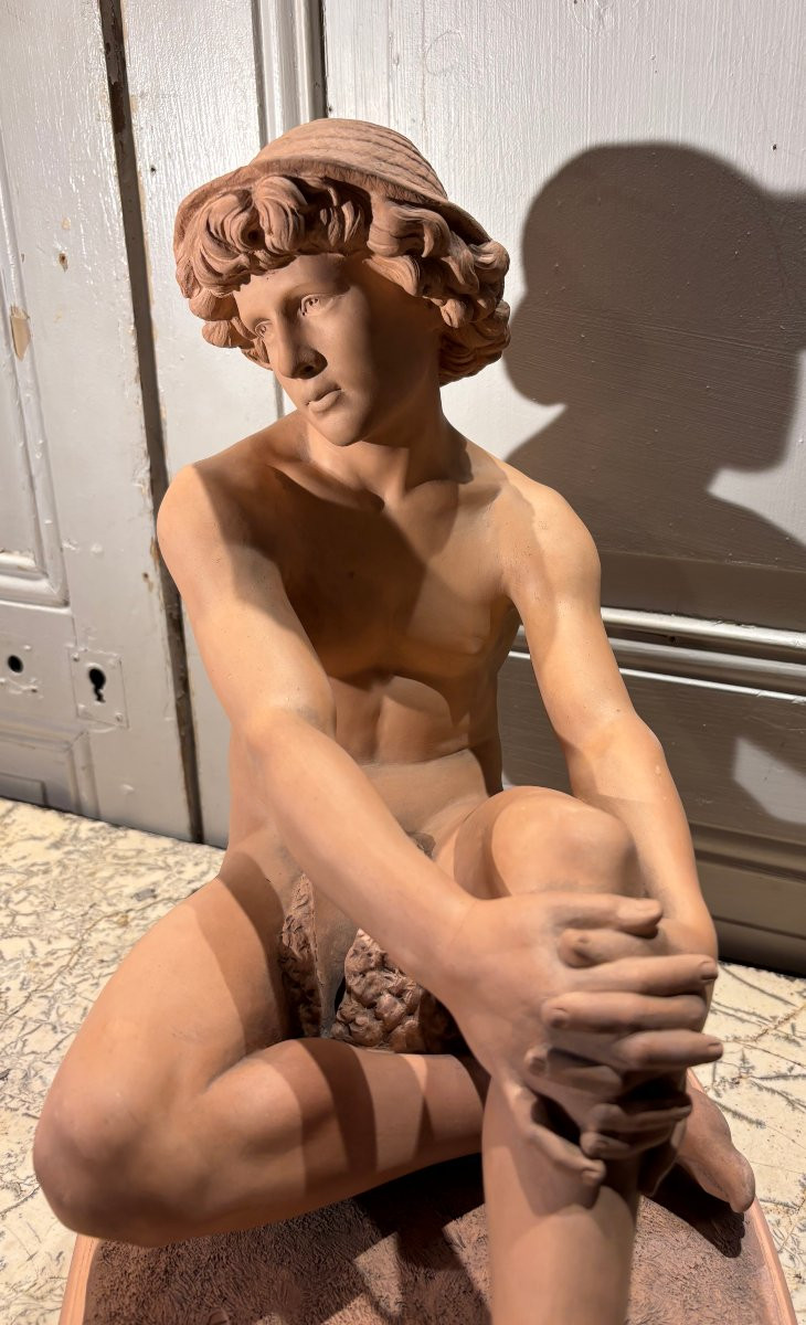 Jeune pécheur Napolitain terre cuite signée Laforesterie XIX° siècle-photo-4
