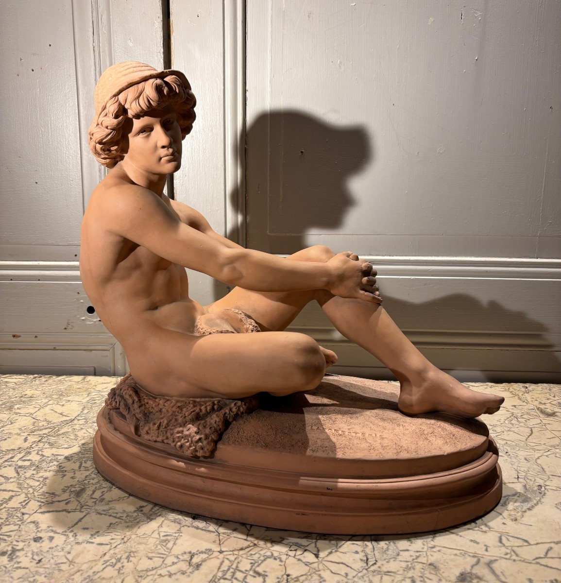 Jeune pécheur Napolitain terre cuite signée Laforesterie XIX° siècle