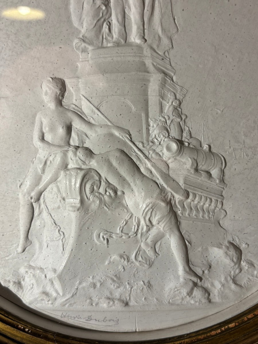 Amiral Courbet By Henri Dubois Stucco Medallion 19th Century-photo-4