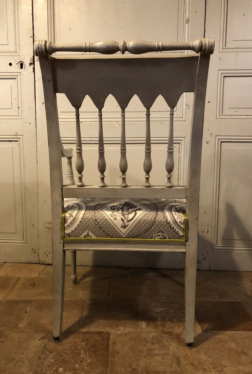 Paire De Fauteuils Directoire En Bois Peint XVIII° Siècle-photo-4