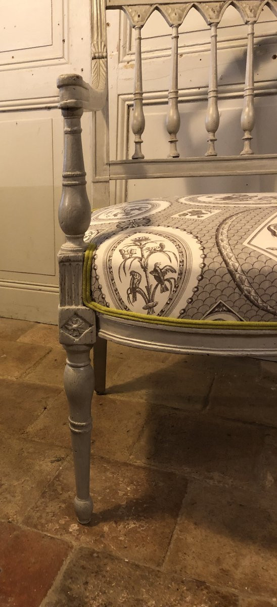 Paire De Fauteuils Directoire En Bois Peint XVIII° Siècle-photo-7