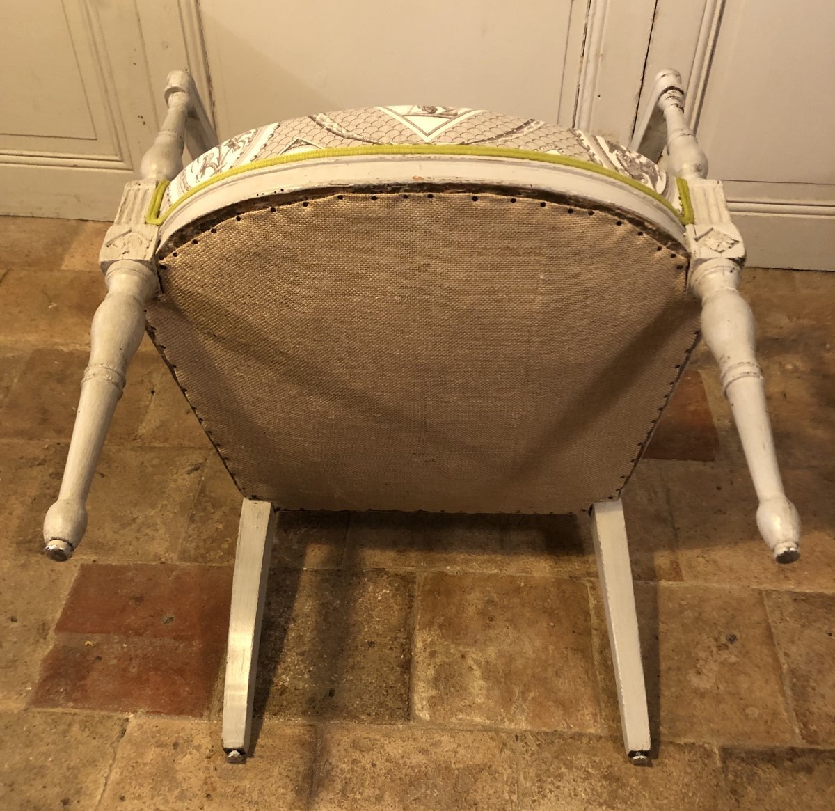 Paire De Fauteuils Directoire En Bois Peint XVIII° Siècle-photo-8