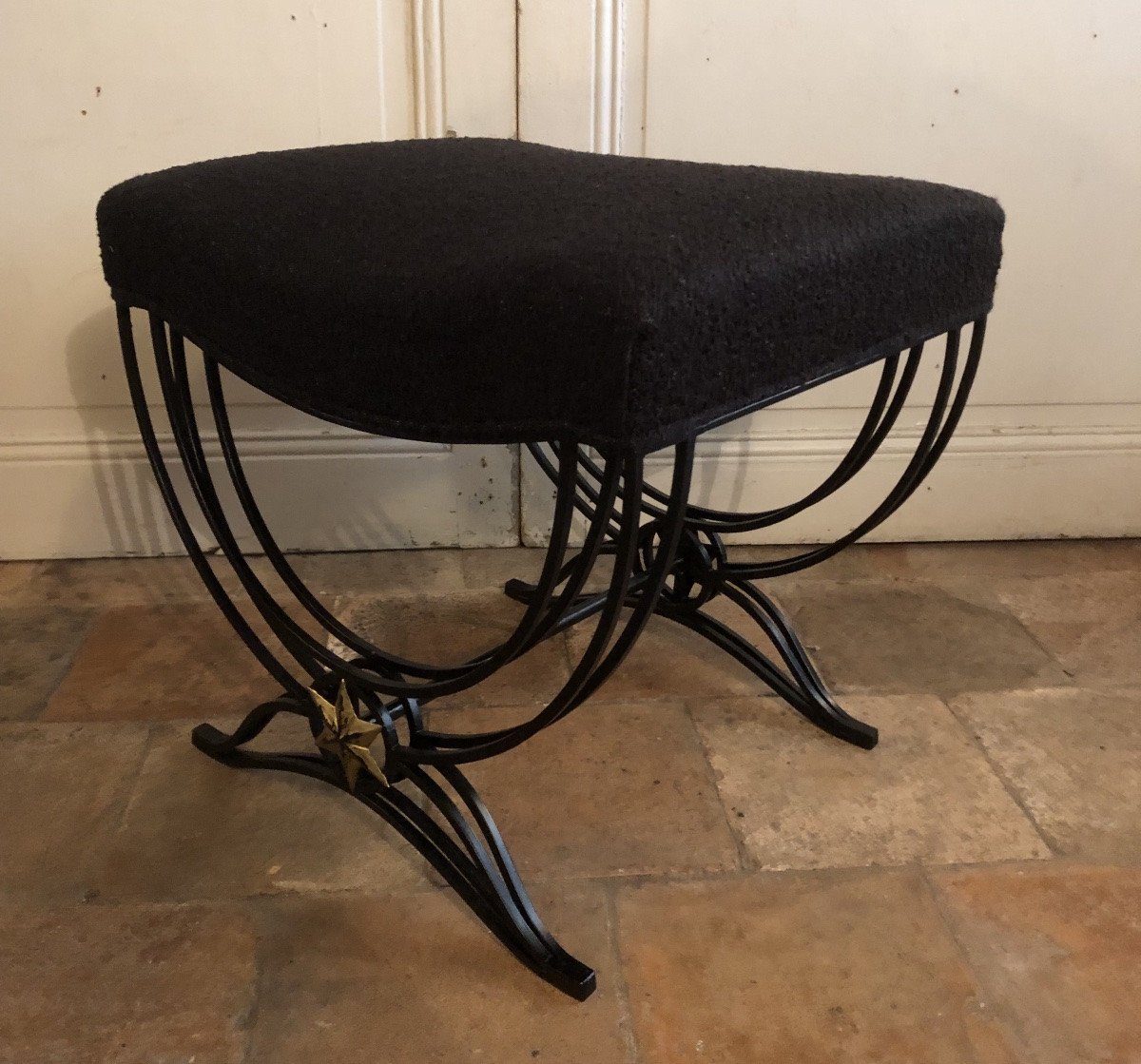 Pair Of Wrought-iron Curule Stools Circa 1940/50-photo-2