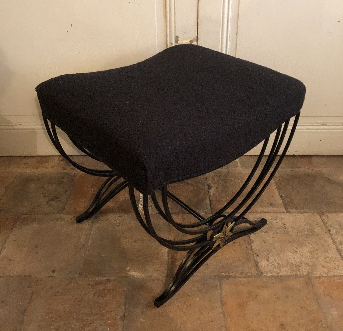 Pair Of Wrought-iron Curule Stools Circa 1940/50-photo-4