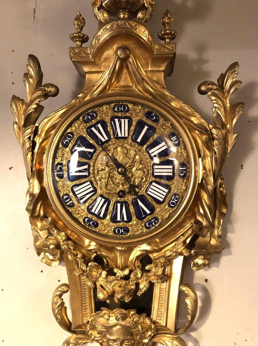 Grand cartel d'applique Louis XVI en bronze doré H 90cm-photo-2