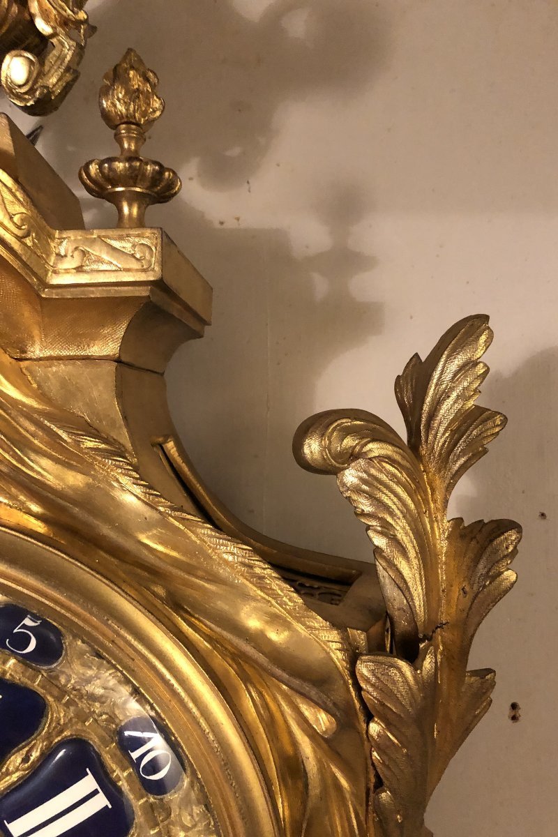 Grand cartel d'applique Louis XVI en bronze doré H 90cm-photo-2