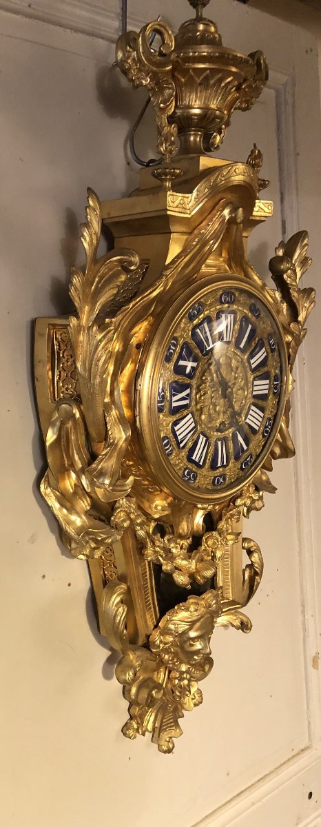 Grand cartel d'applique Louis XVI en bronze doré H 90cm-photo-4