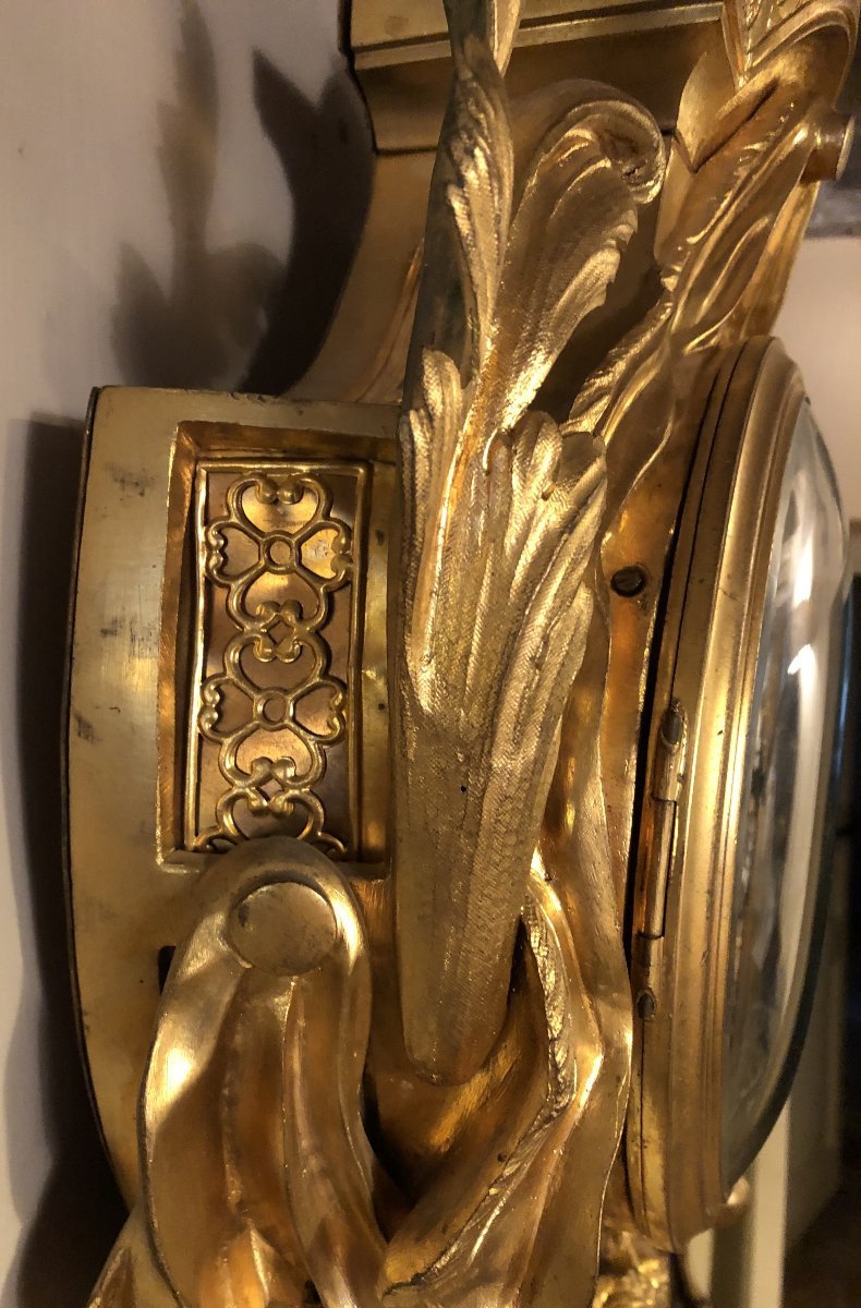 Grand cartel d'applique Louis XVI en bronze doré H 90cm-photo-5